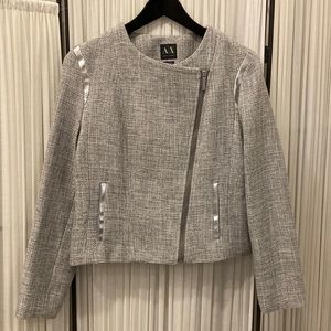 EUC Armani Exchange Cropped Knit Moto Jacket - Size Medium
